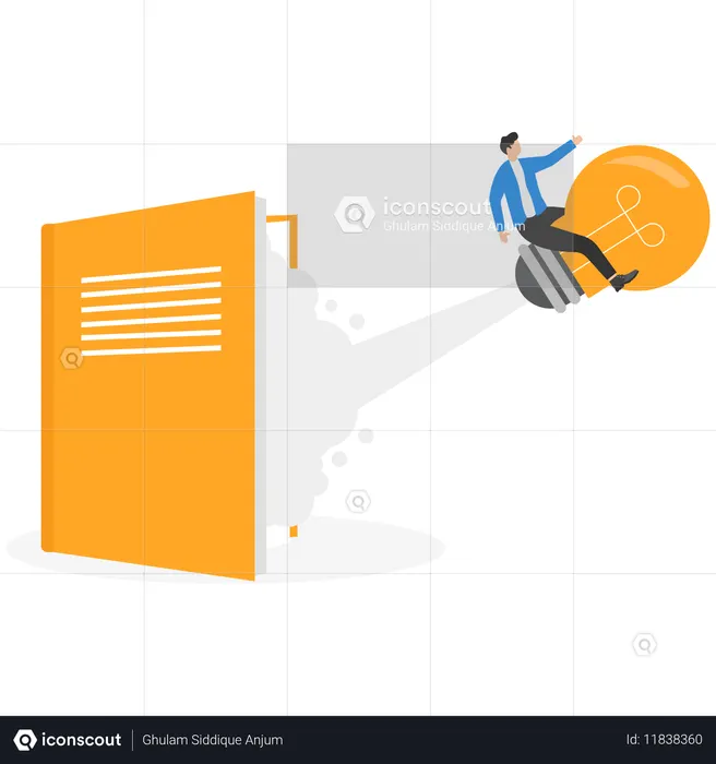Empresario trabajando en idea de negocio  Ilustración