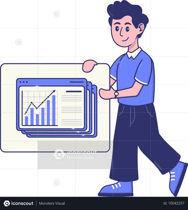 Empresário trabalha com dados de crescimento empresarial  Ilustração