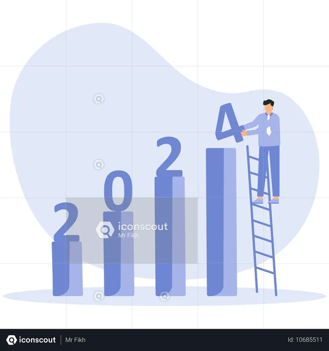 Empresário trabalha na retomada econômica em 2024  Ilustração