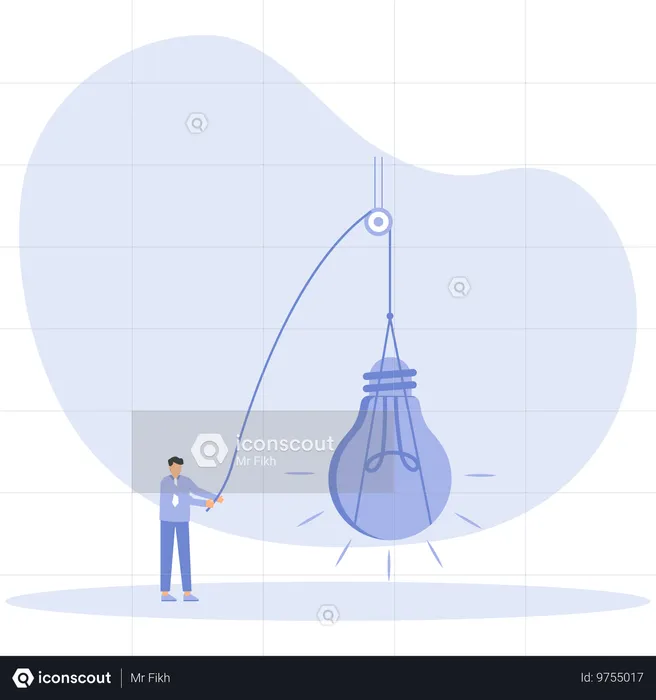 Empresário trabalha para ter ideia criativa  Ilustração