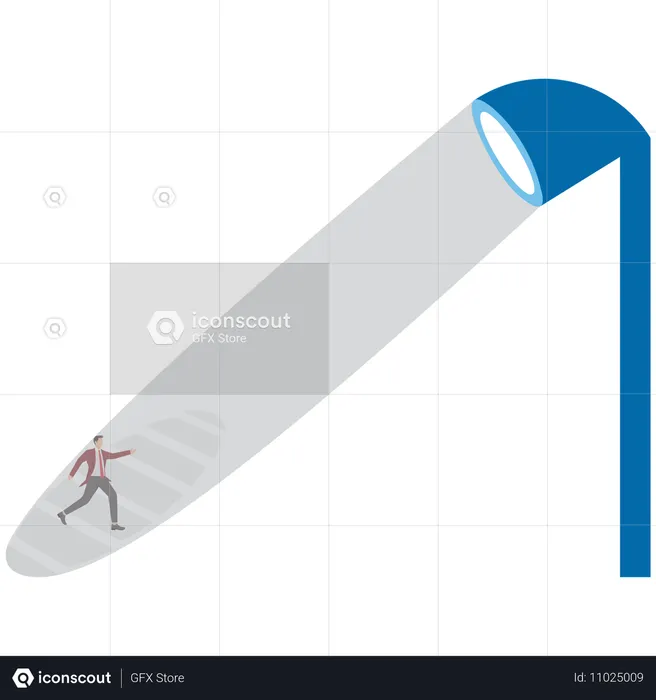 Empresário trabalhando em plano de carreira  Ilustração