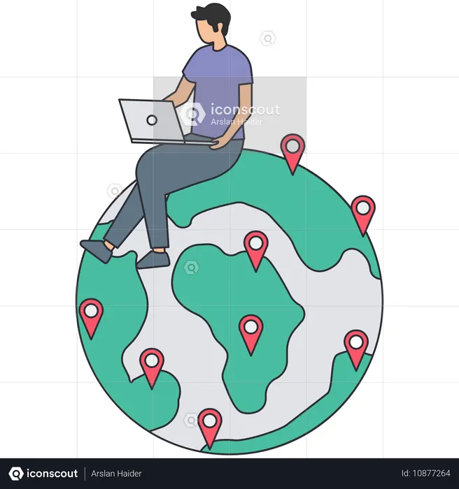 Empresário trabalhando nas férias  Ilustração