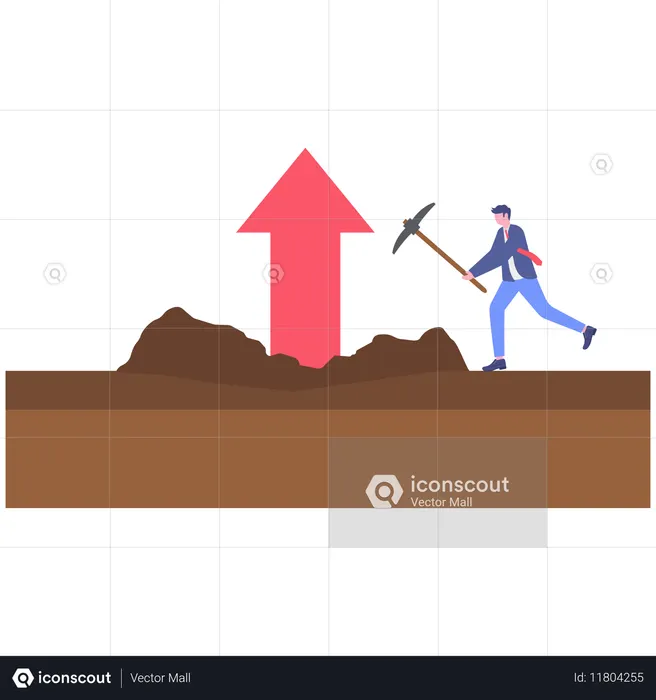 Empresário trabalhando no crescimento do negócio  Ilustração