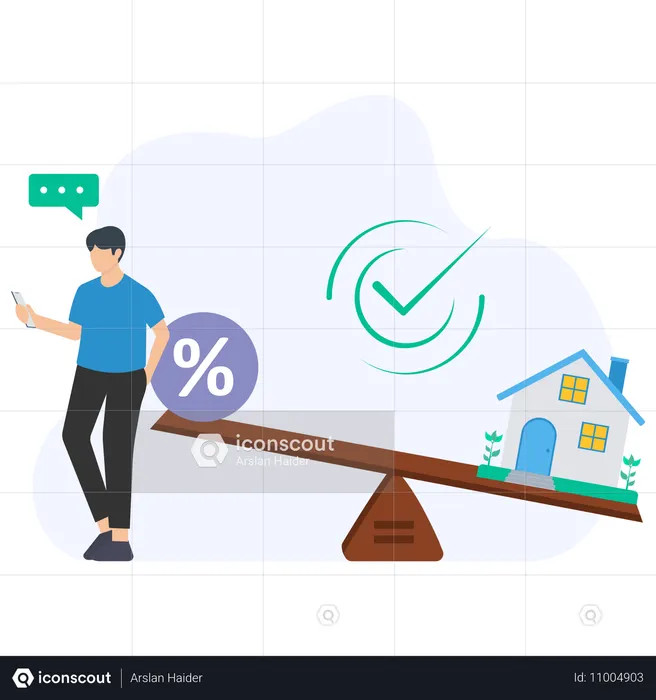 Empresário trabalhando no equilíbrio financeiro  Ilustração