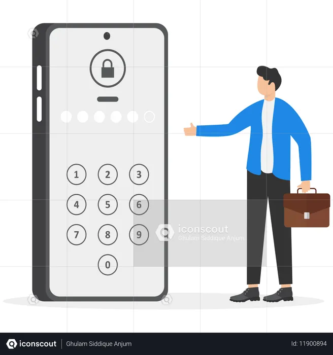 Empresário trabalhando em sistema de segurança  Ilustração
