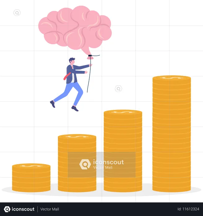 Empresário Usando inteligência para o sucesso  Ilustração