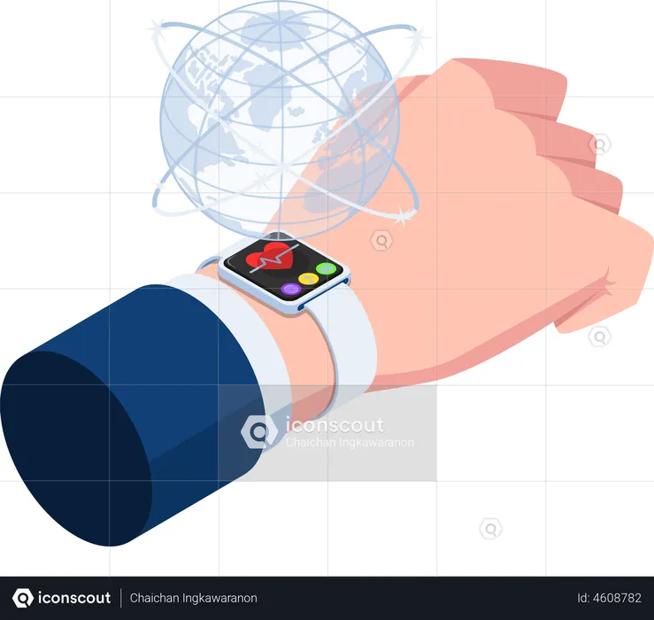 Empresário usando smartwatch  Ilustração