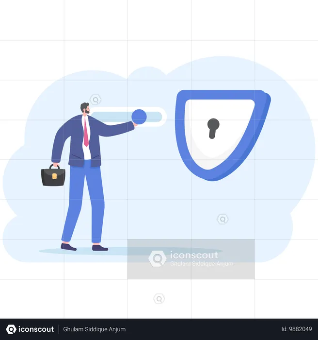 Empresário usando VPN  Ilustração