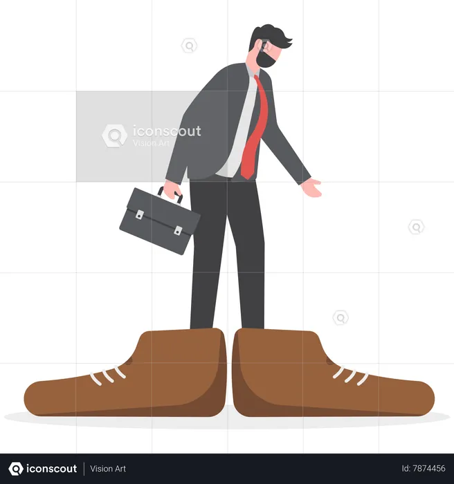 El hombre de negocios usa zapatos grandes  Ilustración