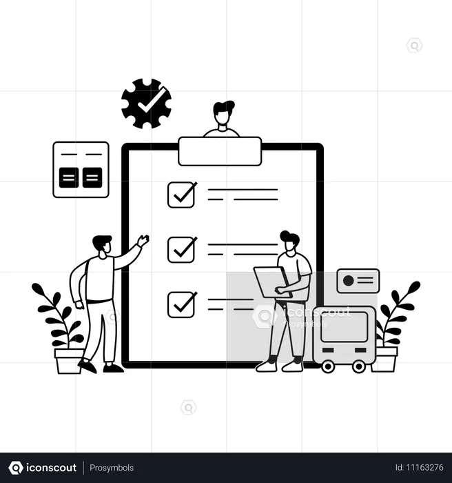 Empresário verificando lista de verificação de negócios  Ilustração