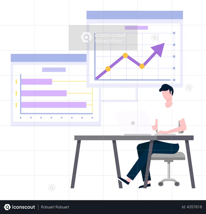 Empresário visualizando análise de dados  Ilustração