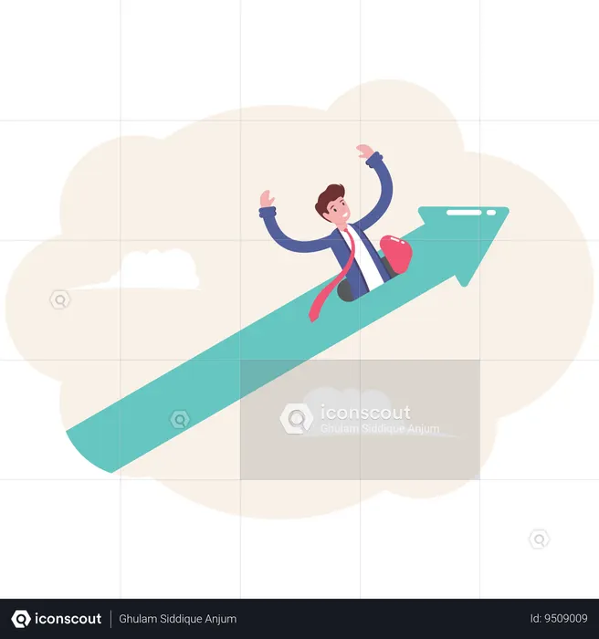 Empresario volando tendencia positiva  Ilustración