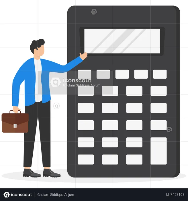 Empresario y calculadora  Ilustración