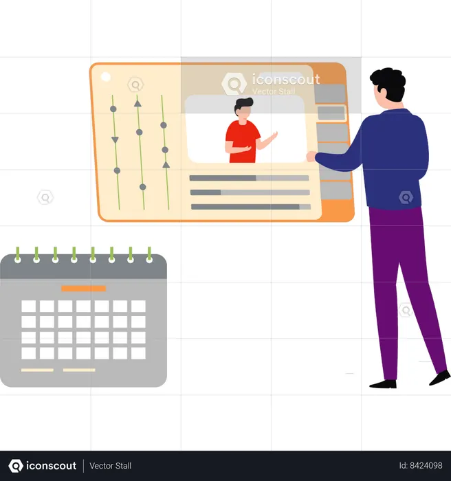 El empresario y los empleados están discutiendo las fechas límite  Ilustración