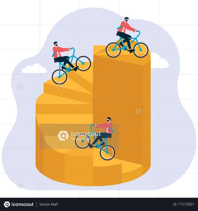 Diagrama de pessoas de negócios andando em torta  Ilustração