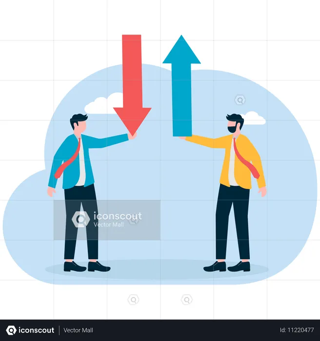 Empresários mostrando pesquisa de mercado  Ilustração