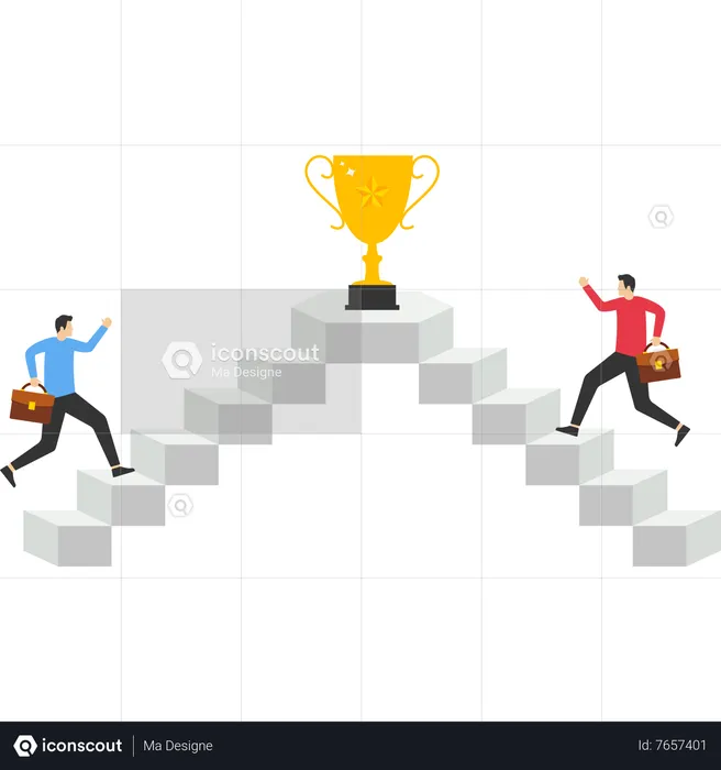Empresarios compitiendo por trofeos empresariales  Ilustración