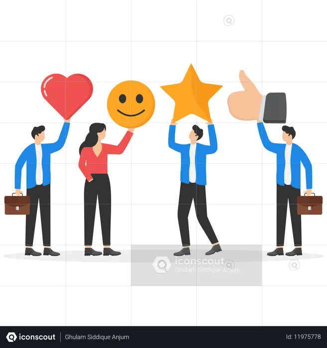 Gente de negocios dando opiniones de clientes  Ilustración