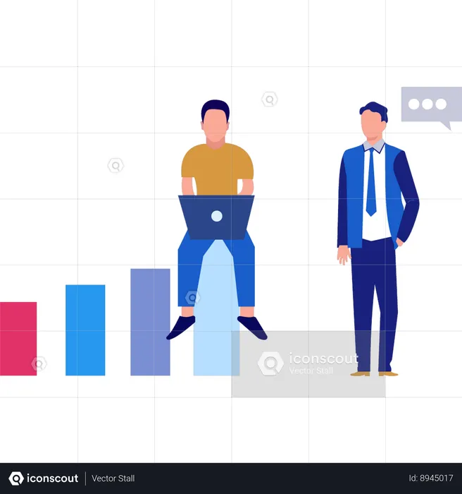 Os empresários estão discutindo dados de mercado  Ilustração