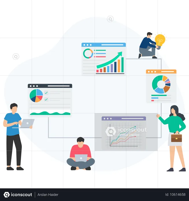 Empresários fazendo Relatório de Mercado  Ilustração