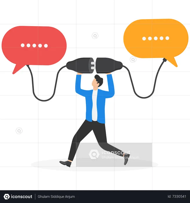 Empresarios inteligentes que colaboran en dos conversaciones de negocios para lograr el éxito  Ilustración