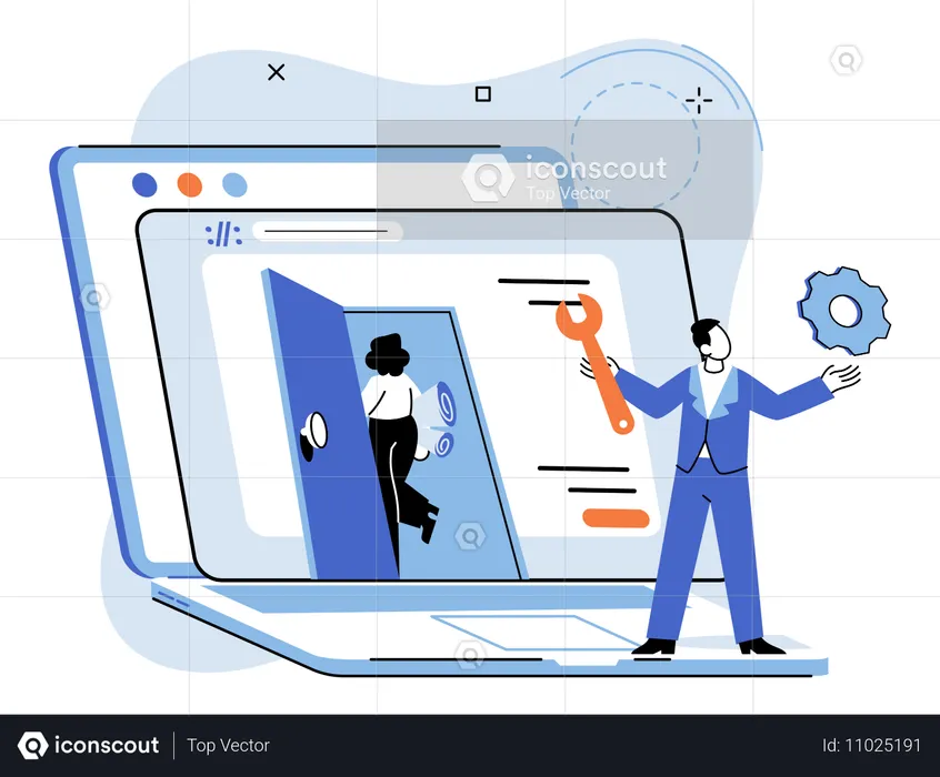 Personas de negocios involucradas en la configuración del sistema  Ilustración