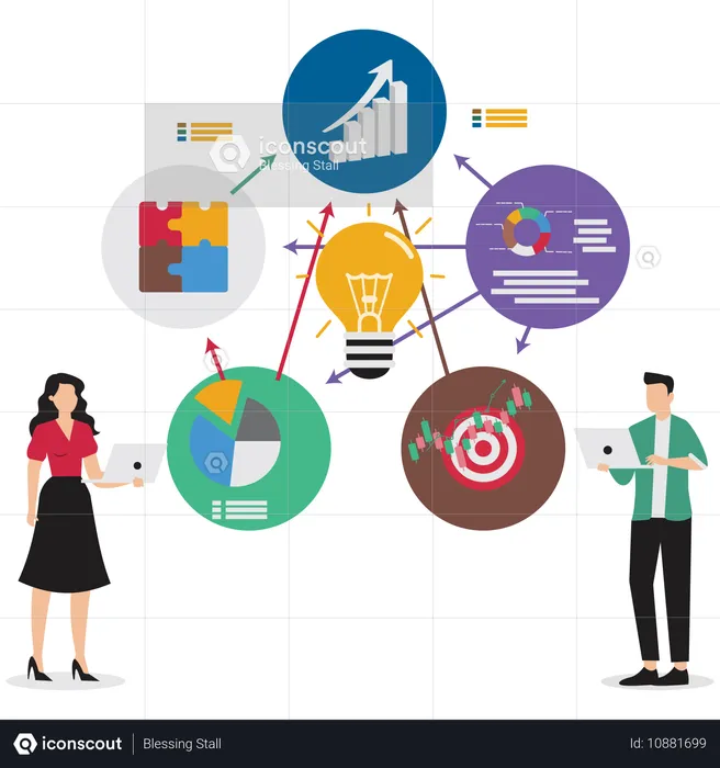 Empresarios definiendo valores empresariales  Ilustración