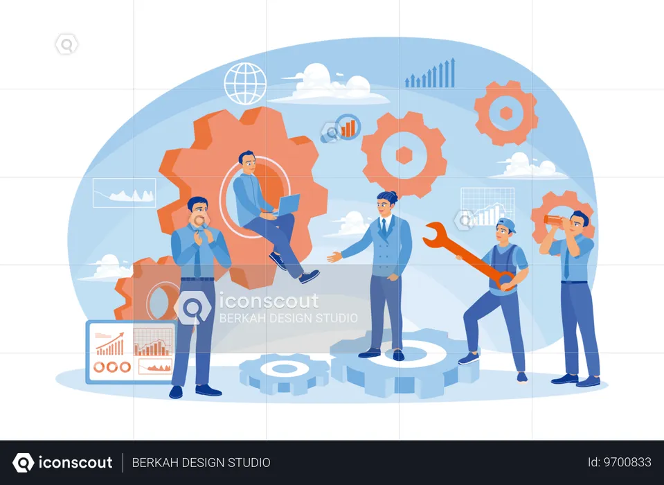 Pessoas de negócios trabalhando juntos na empresa  Ilustração