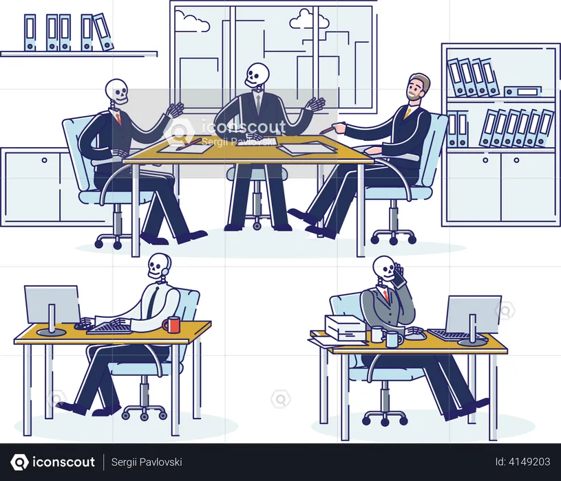 Pessoas de negócios que trabalham no escritório  Ilustração