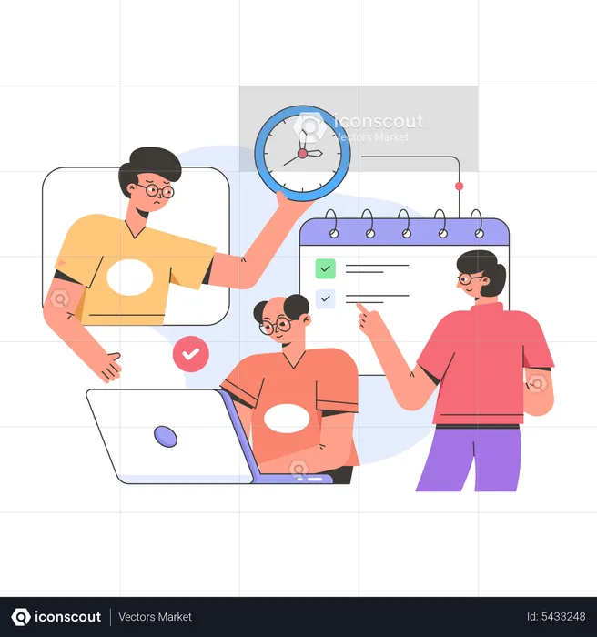 Pessoas de negócios trabalhando no gerenciamento de tarefas  Ilustração