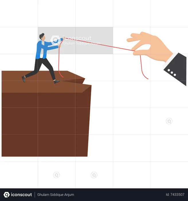 Empresarios y manos grandes tiran de la cuerda  Ilustración