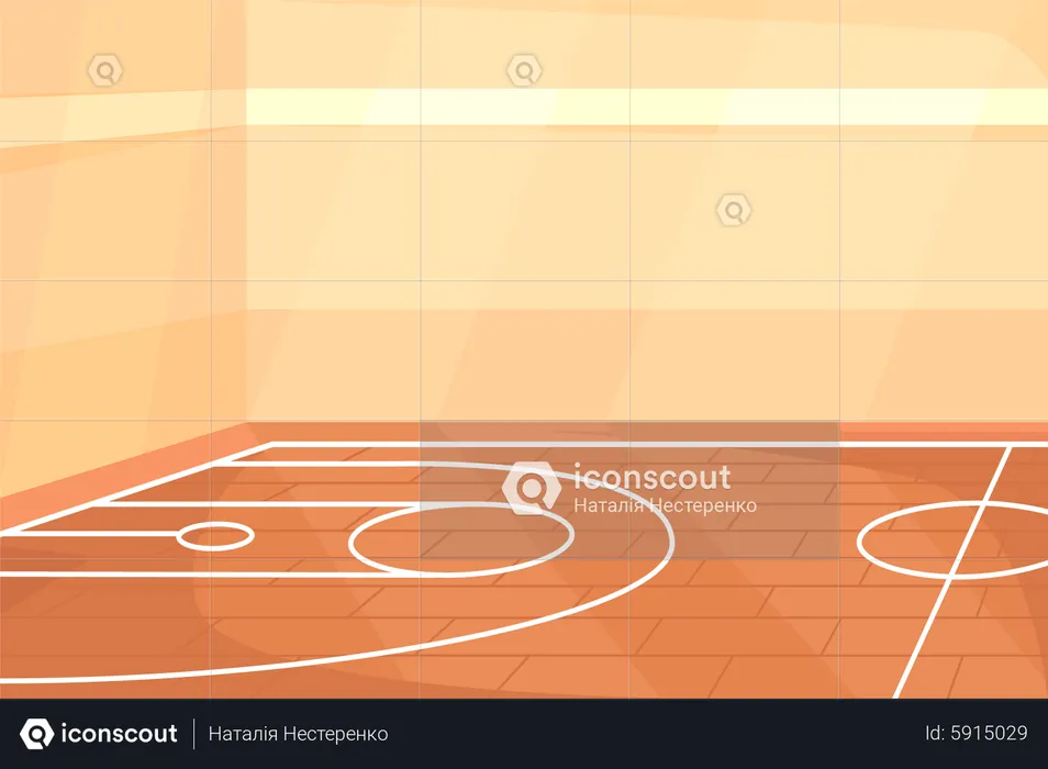 Empty basketball court in gym  Illustration