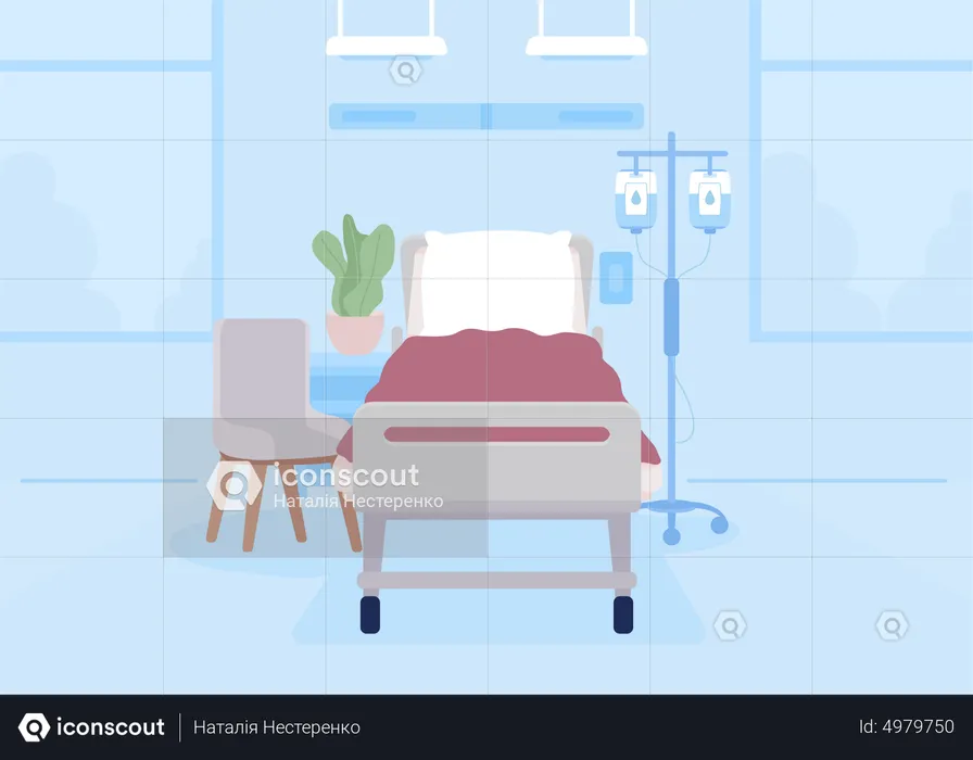 Empty bed in hospital ward  Illustration