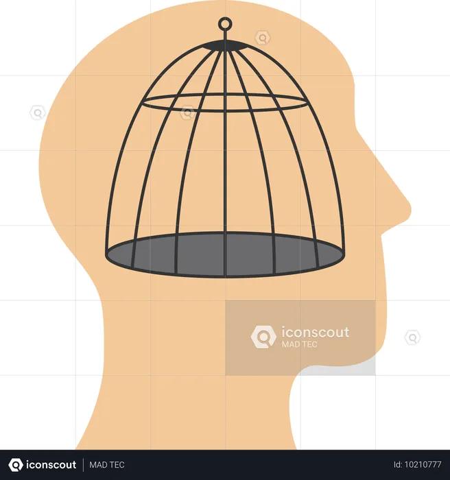 Empty cage in brain  Illustration