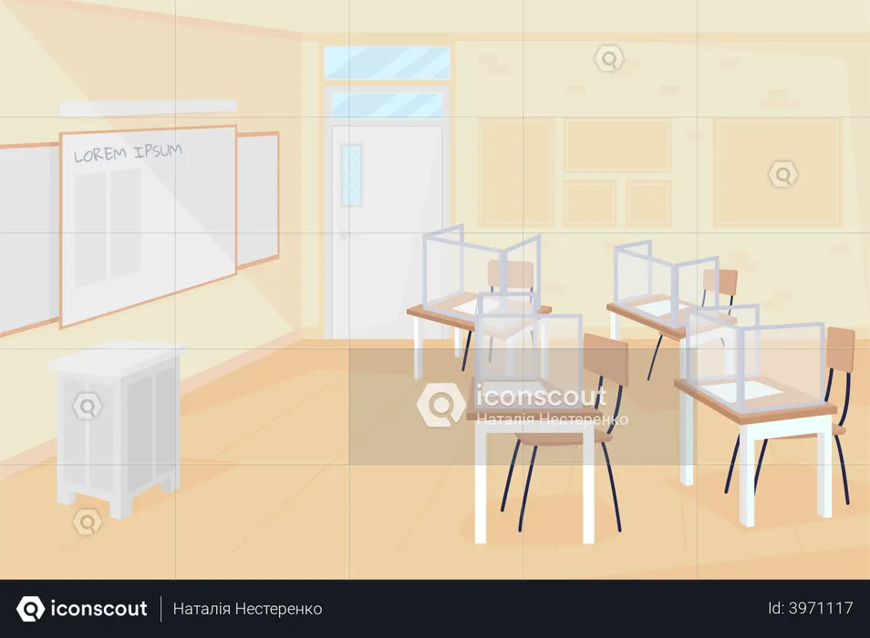 Premium AI Image  illustration of an empty classroom in anime style