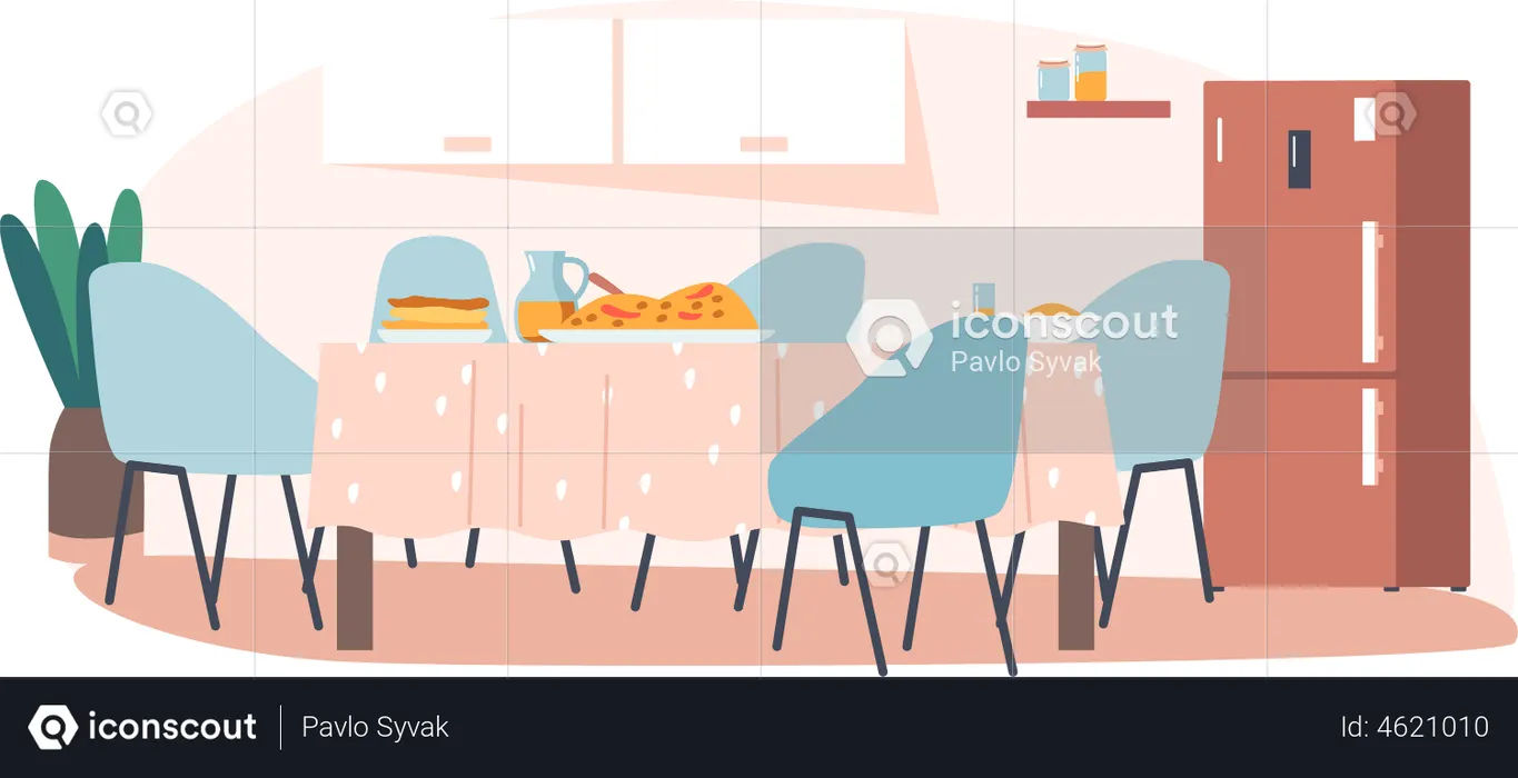Empty Kitchen Interior  Illustration