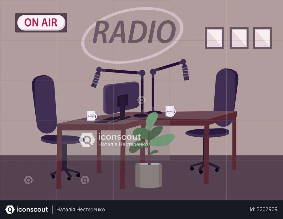 Empty radio studio  Illustration