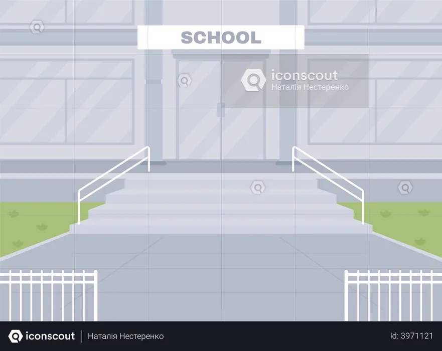 Empty school entrance  Illustration