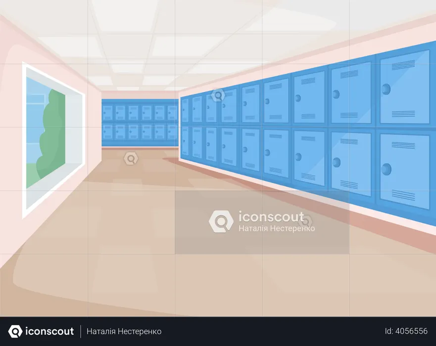 Empty school passageway  Illustration