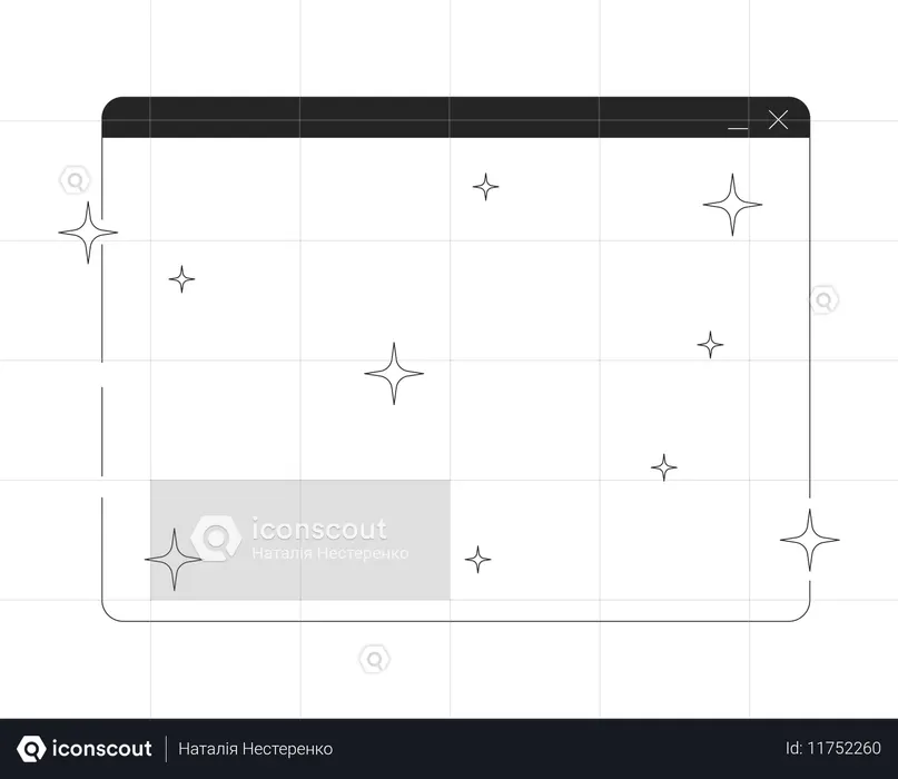 Empty software interface with sparkles  Illustration