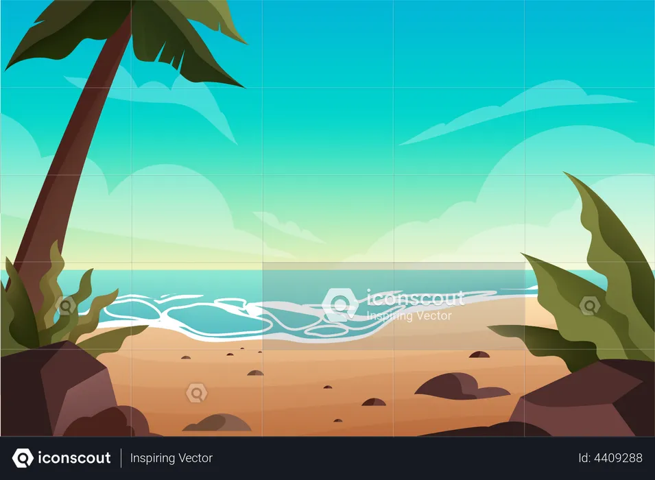 Empty tropical beach  Illustration