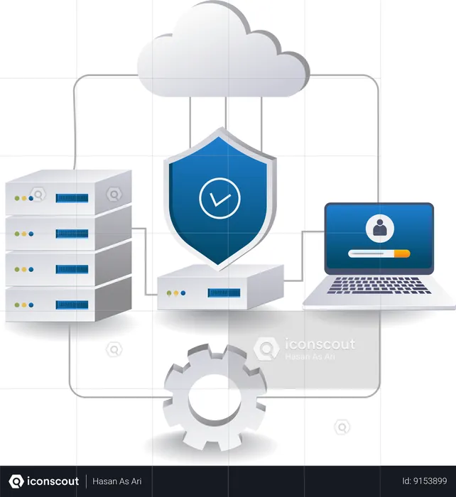End point security data cloud server management  Illustration