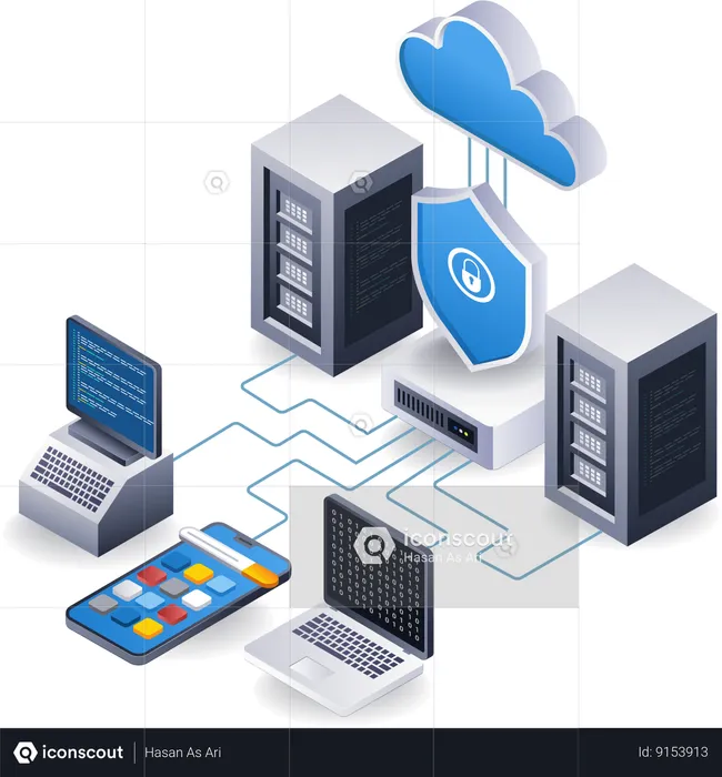 Endpoint data security cloud server application technology  Illustration