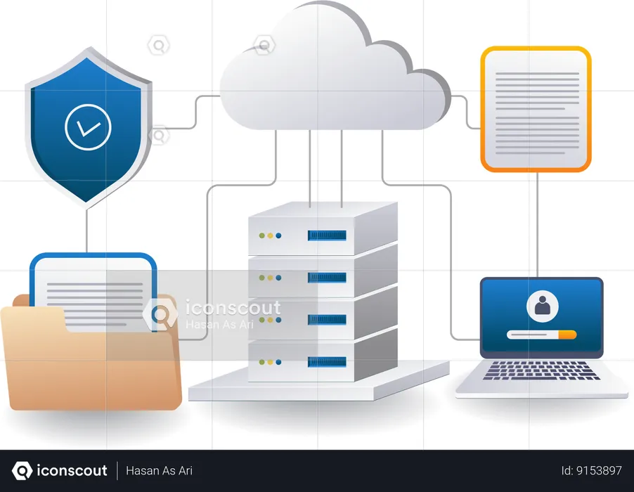Endpoint data security cloud server management  Illustration