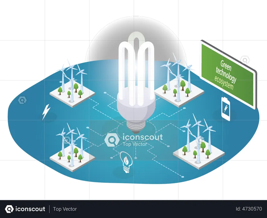 Energia eólica  Ilustração