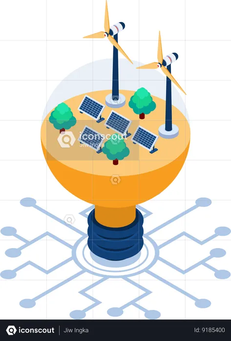 Energía limpia y energía renovable  Ilustración