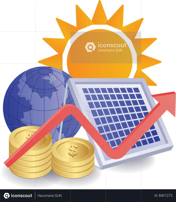 La energía solar aumenta la inversión en criptomonedas  Ilustración