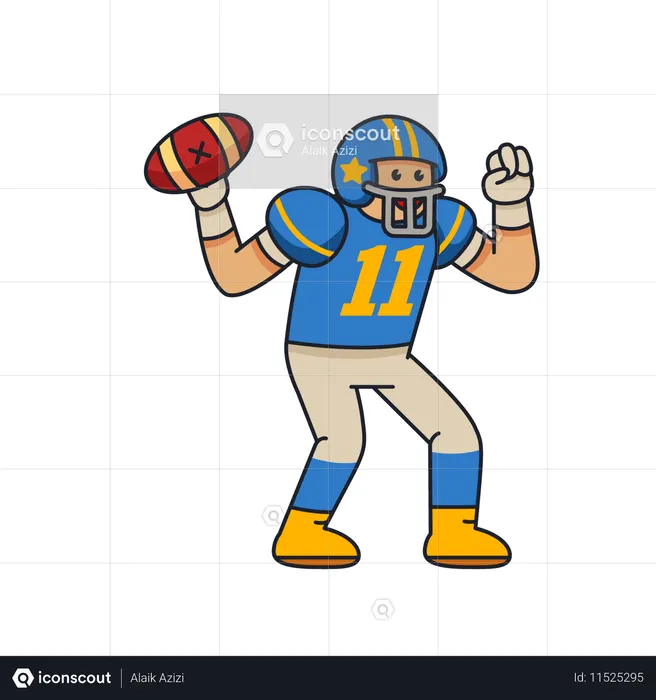 Energic American Football Player holding ball  Illustration
