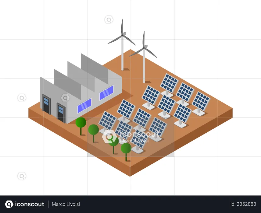 Energy production using solar panel  Illustration