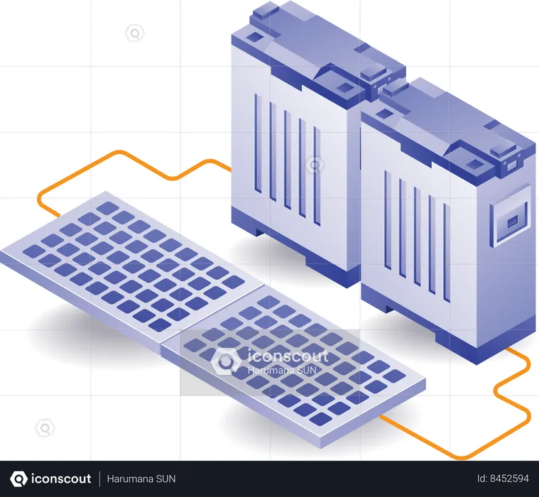 Energy storage battery solar panel  Illustration